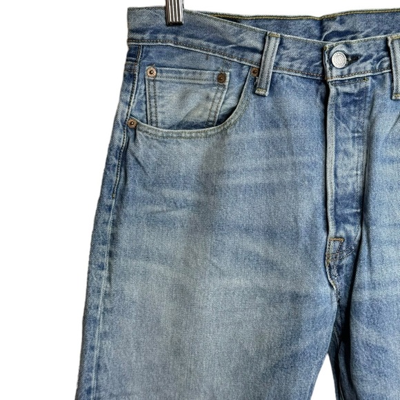 Levi's 501CT Mended High Rise Custom Tapered Blue Button Fly Denim Jeans 32 - Picture 7 of 16